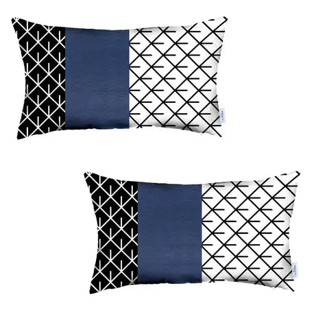 Bohemian Vegan Faux Leather Throw Pillow Covers Set MIKE & Co. NEW YORK