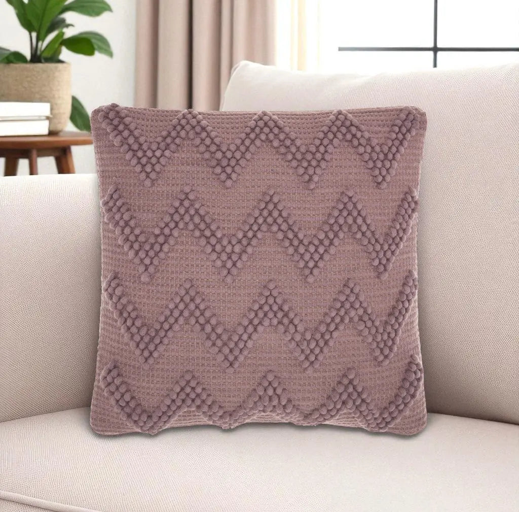 Boho Pale Purple Textural Chevron Throw Pillow GreatEagleInc