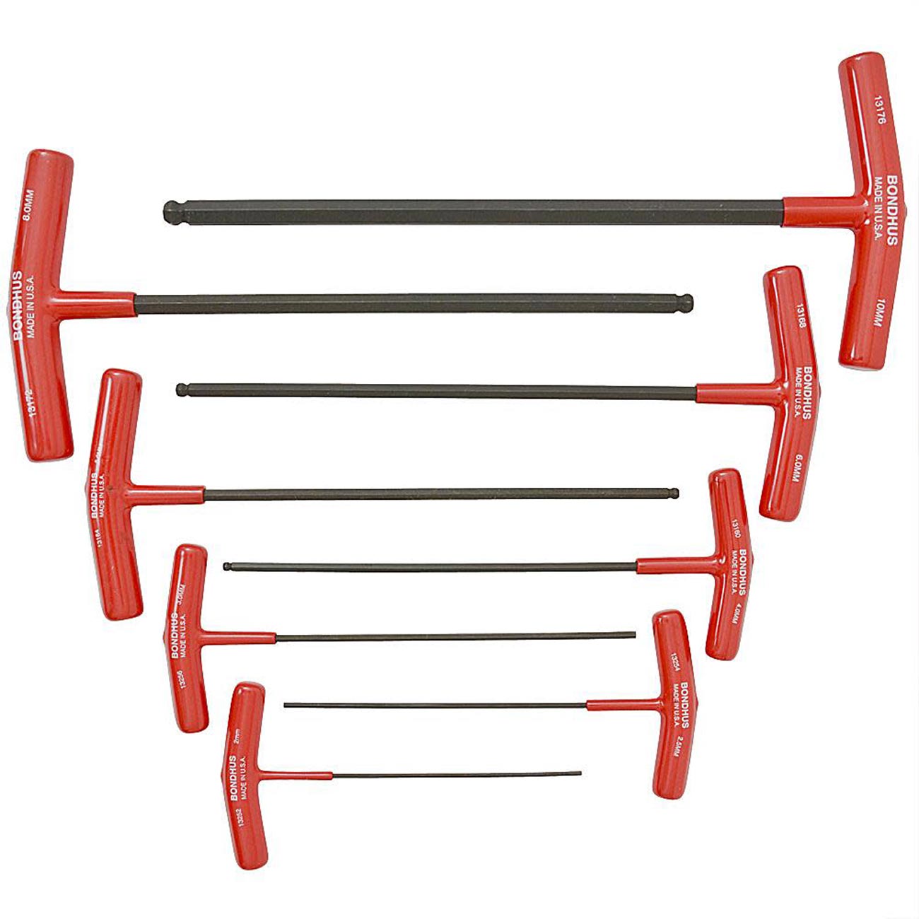 Bondhus Balldriver Metric Hex Ball End T-handle Wrenches 2mm To 10mm (8 Piece) BONDHUS