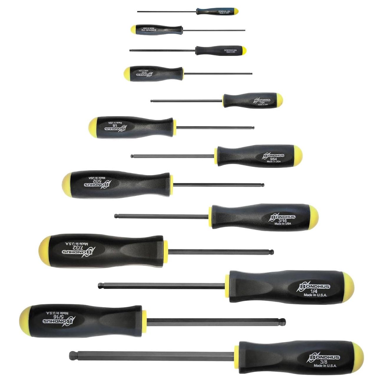 Bondhus Balldriver Sae Hex Ball End Screwdrivers .050" To 3/8" (13 Piece) BONDHUS