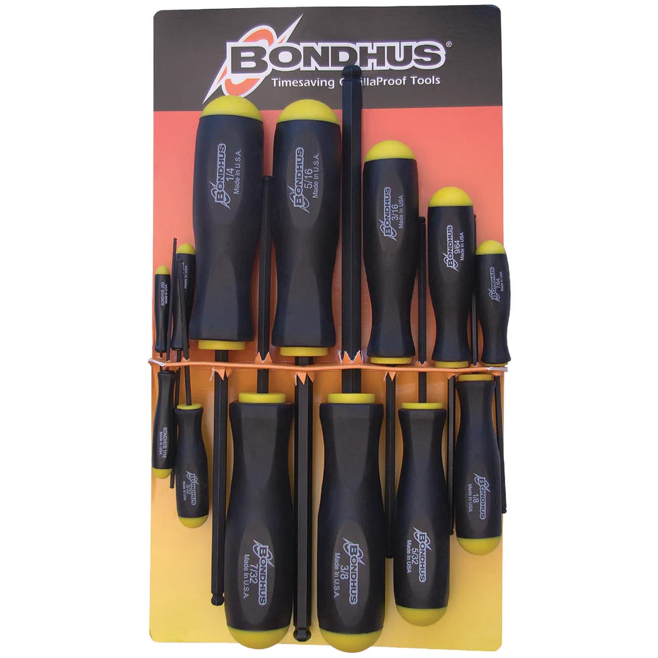 Bondhus Balldriver Sae Hex Ball End Screwdrivers .050" To 3/8" (13 Piece) BONDHUS