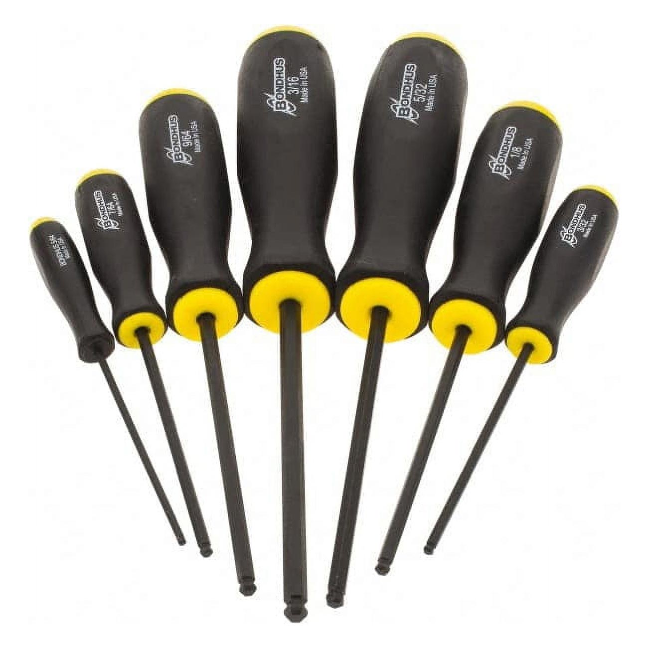 Bondhus Balldriver Sae Hex Ball End Screwdrivers 5/64" To 3/16" (7 Piece) BONDHUS