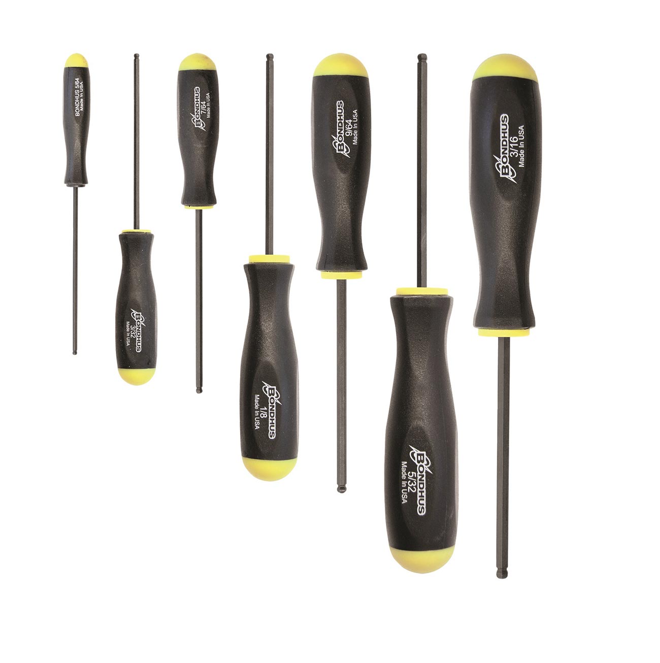 Bondhus Balldriver Sae Hex Ball End Screwdrivers 5/64" To 3/16" (7 Piece) BONDHUS