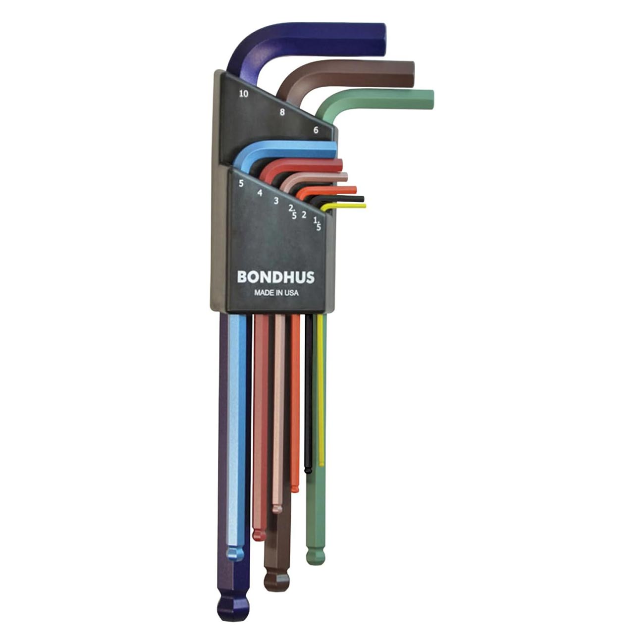 Bondhus Colorguard Plated Balldriver Metric Ball End Hex L-key Set (9 Piece) BONDHUS