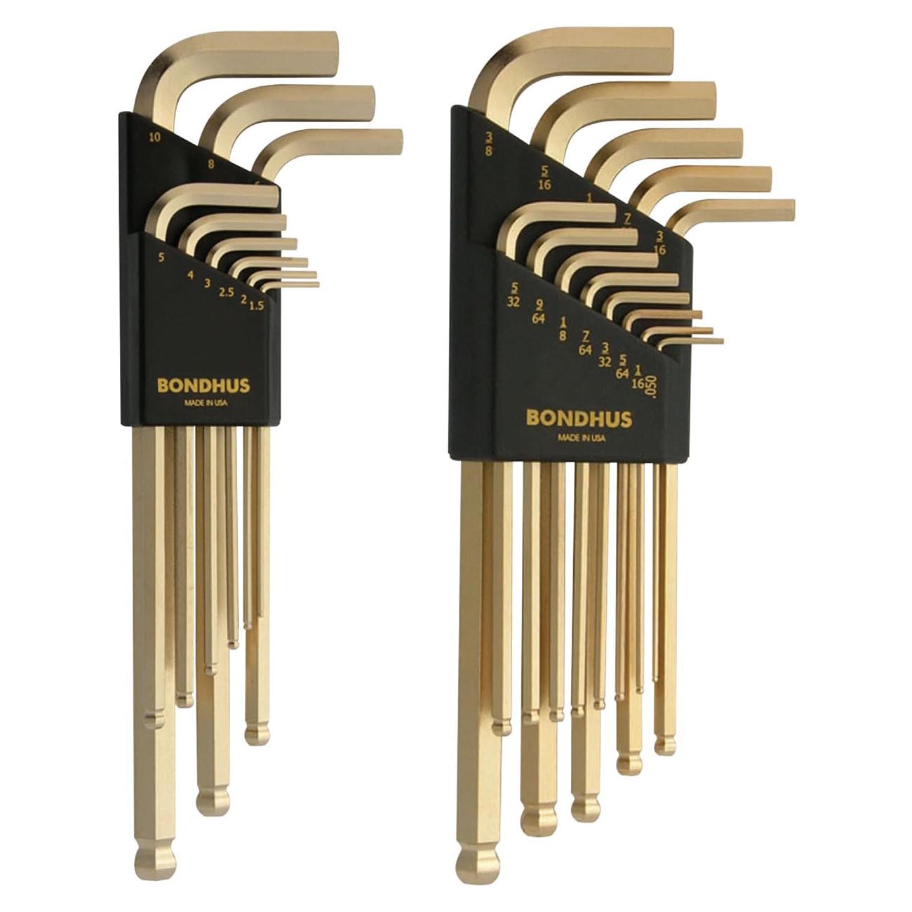 Bondhus Goldguard Plated Balldriver Metric/sae Ball End Hex L-keys Double Set (22 Piece) BONDHUS