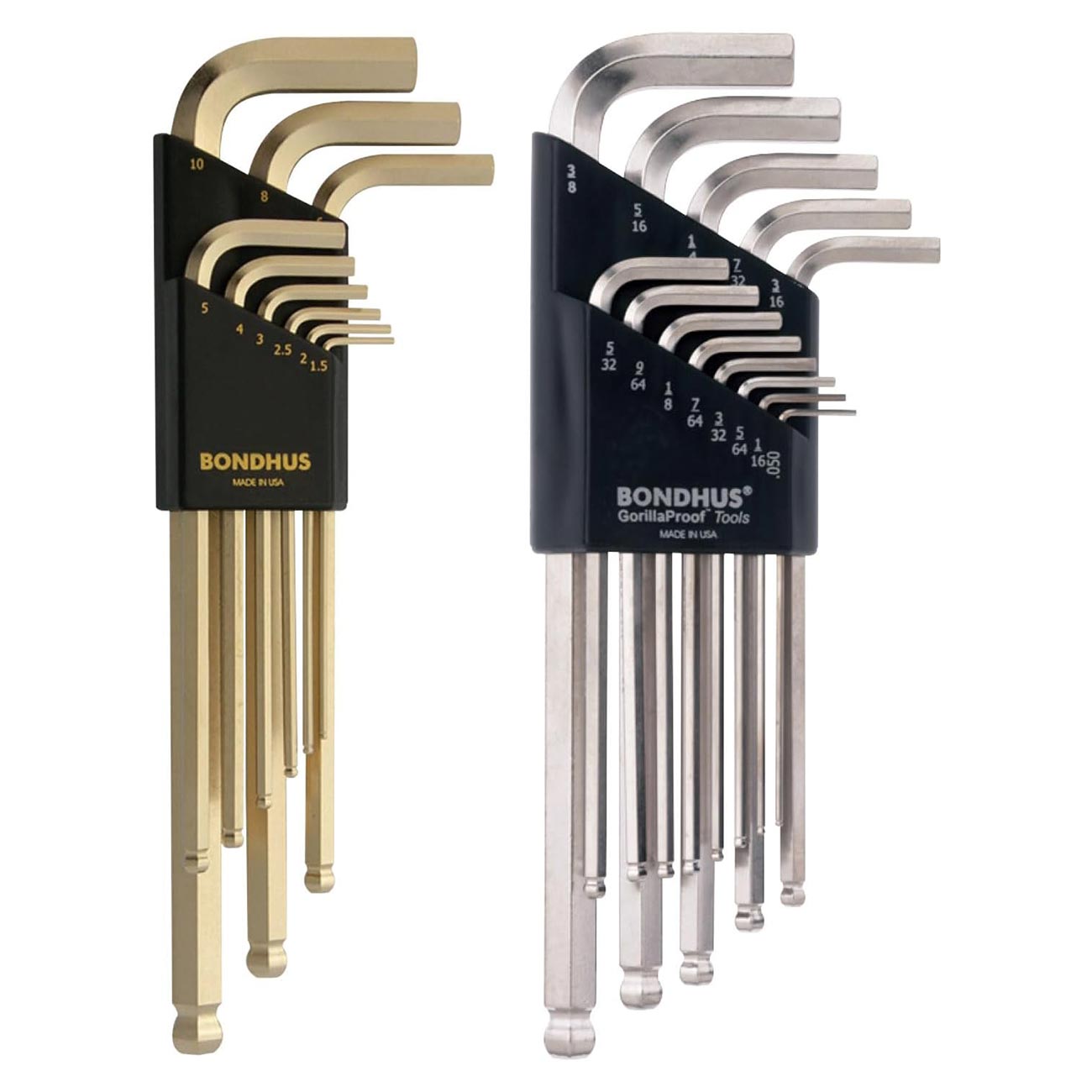 Bondhus Plated Balldriver Metric/sae Ball End Hex L-keys Double Set (22 Piece) BONDHUS