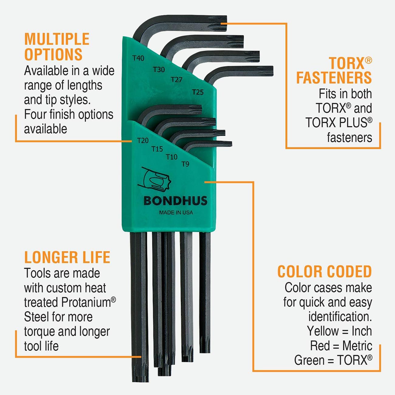 Bondhus Star Tipped Long L-keys Set (8 Piece) BONDHUS