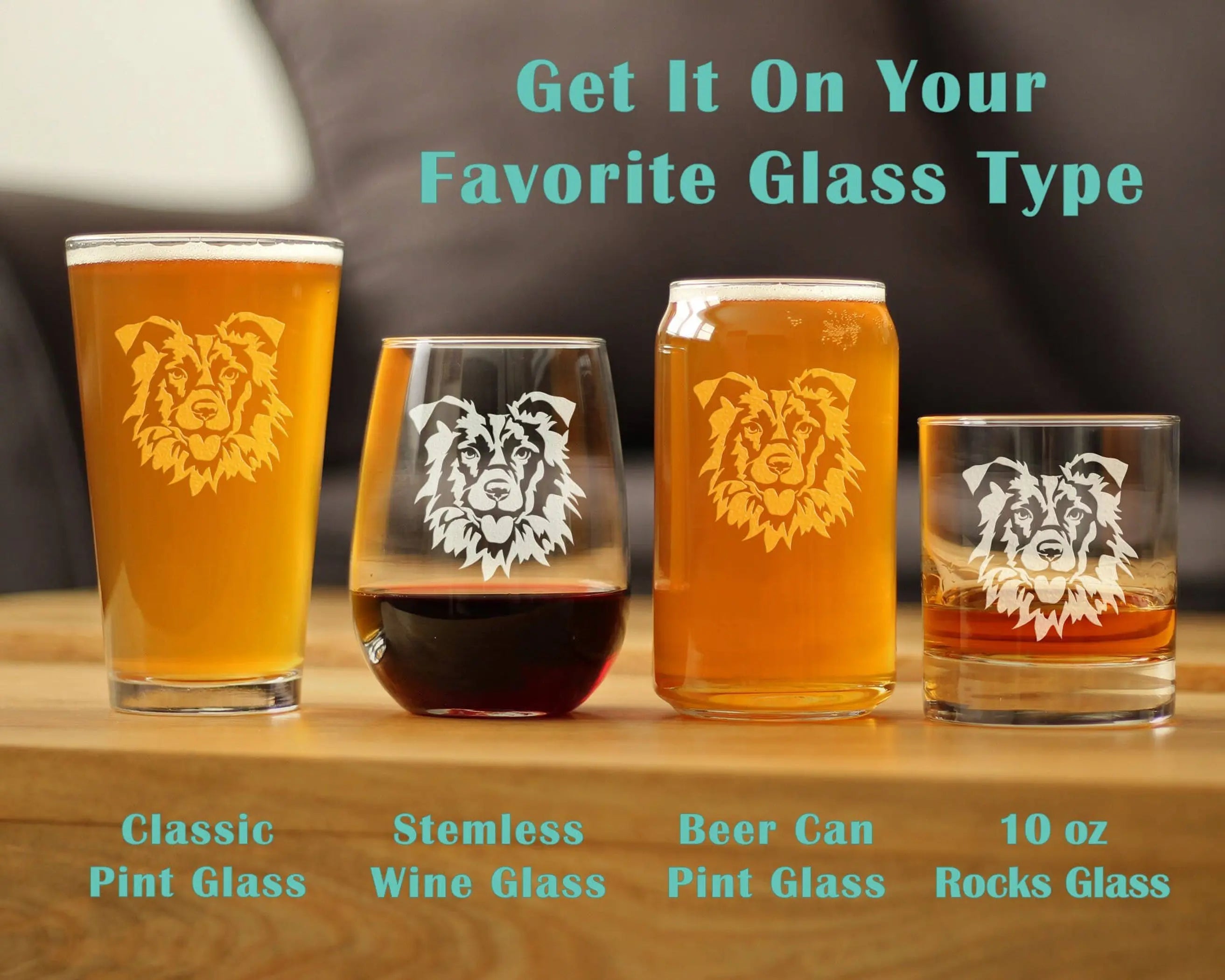 Border Collie Face Pint Glass for Beer - Dog Gifts Bevvee