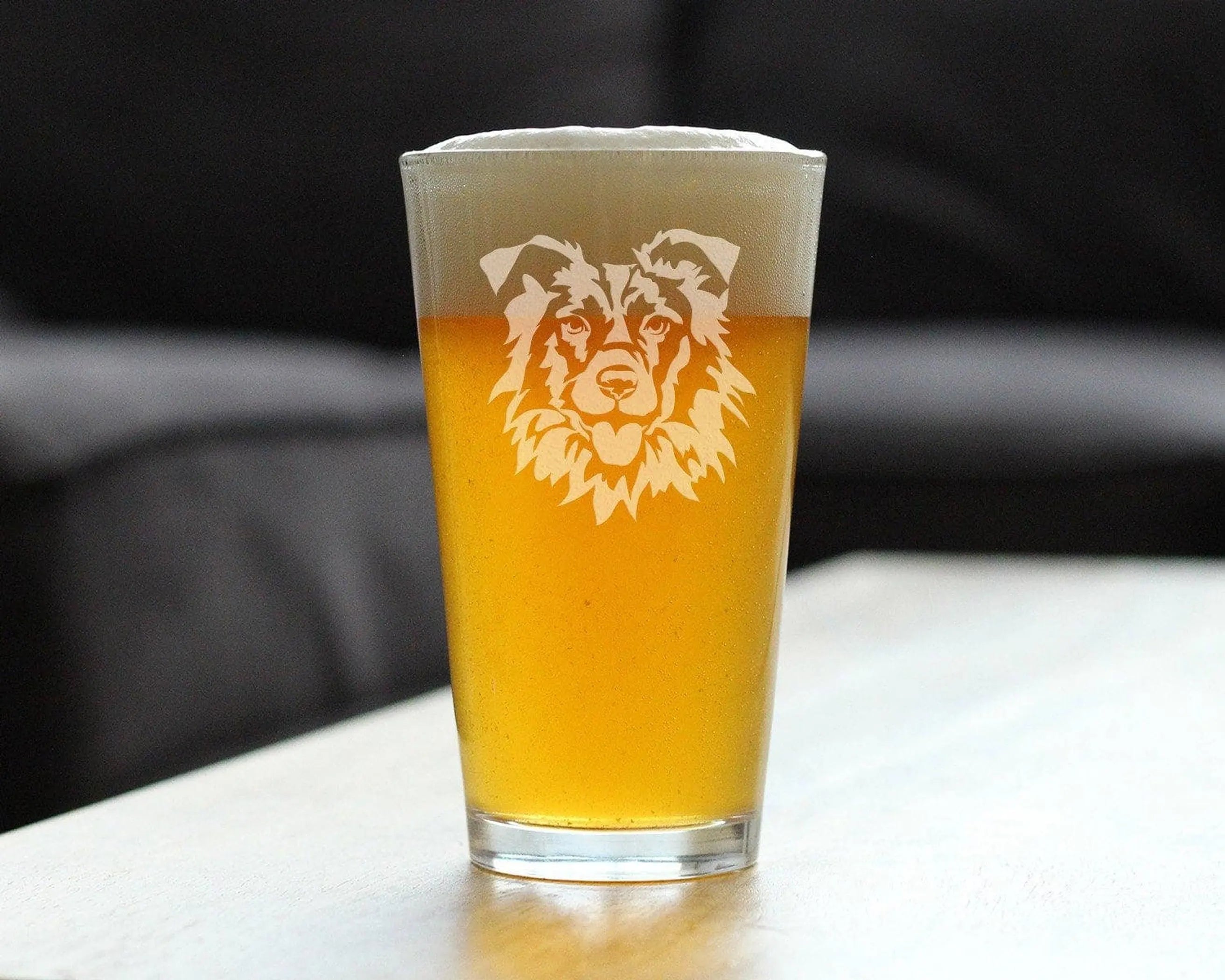Border Collie Face Pint Glass for Beer - Dog Gifts Bevvee