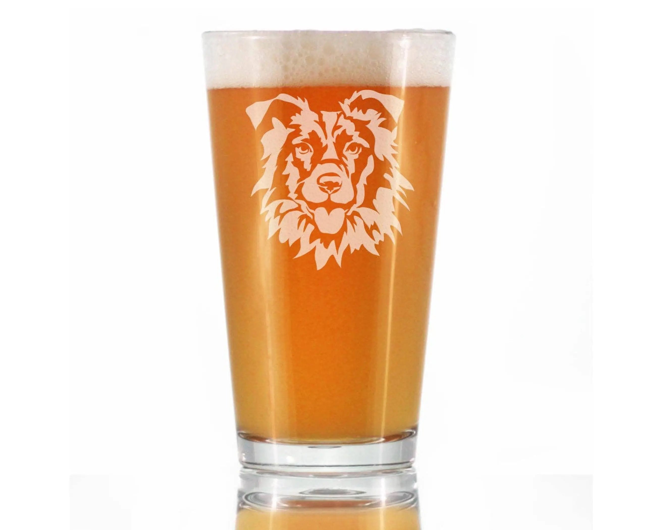 Border Collie Face Pint Glass for Beer - Dog Gifts Bevvee