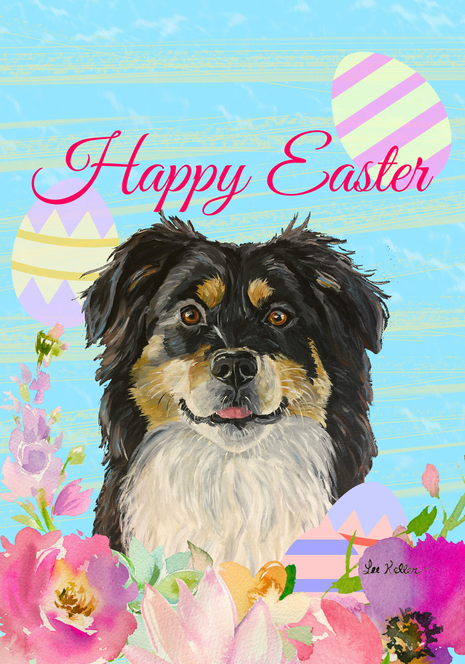 Border Collie - Hippie Hound Studios Easter  House and Garden Flags Best of Breed