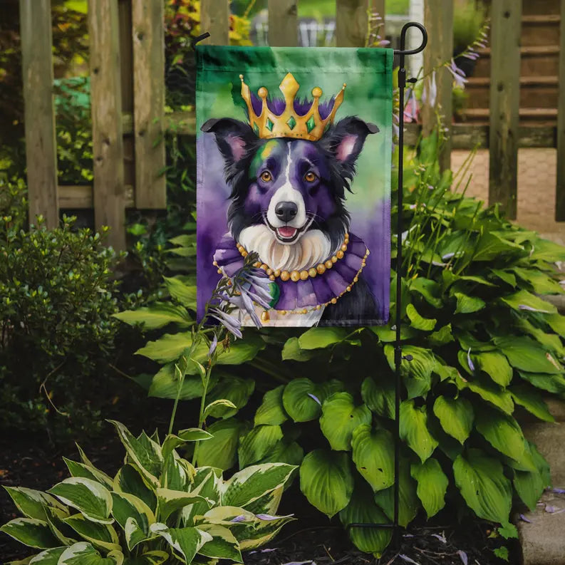 Border Collie King of Mardi Gras Garden Flag Caroline's Treasures