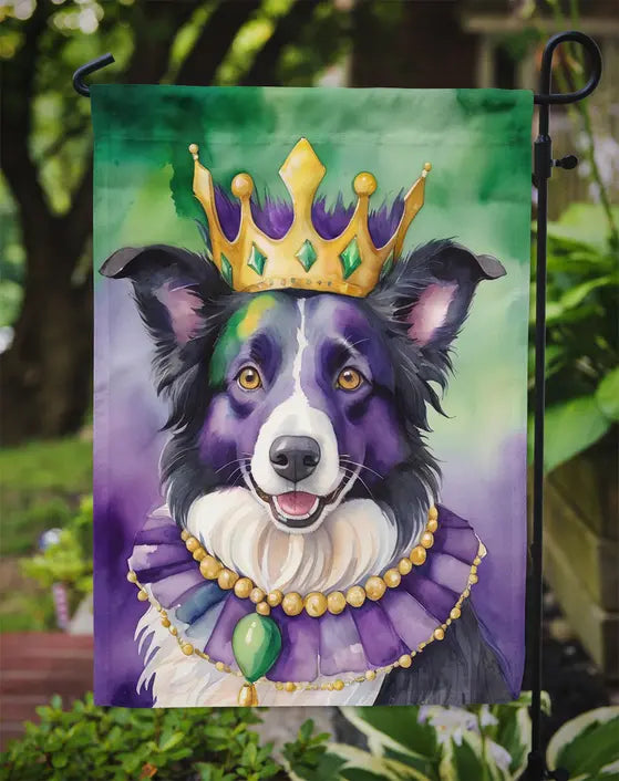 Border Collie King of Mardi Gras Garden Flag Caroline's Treasures