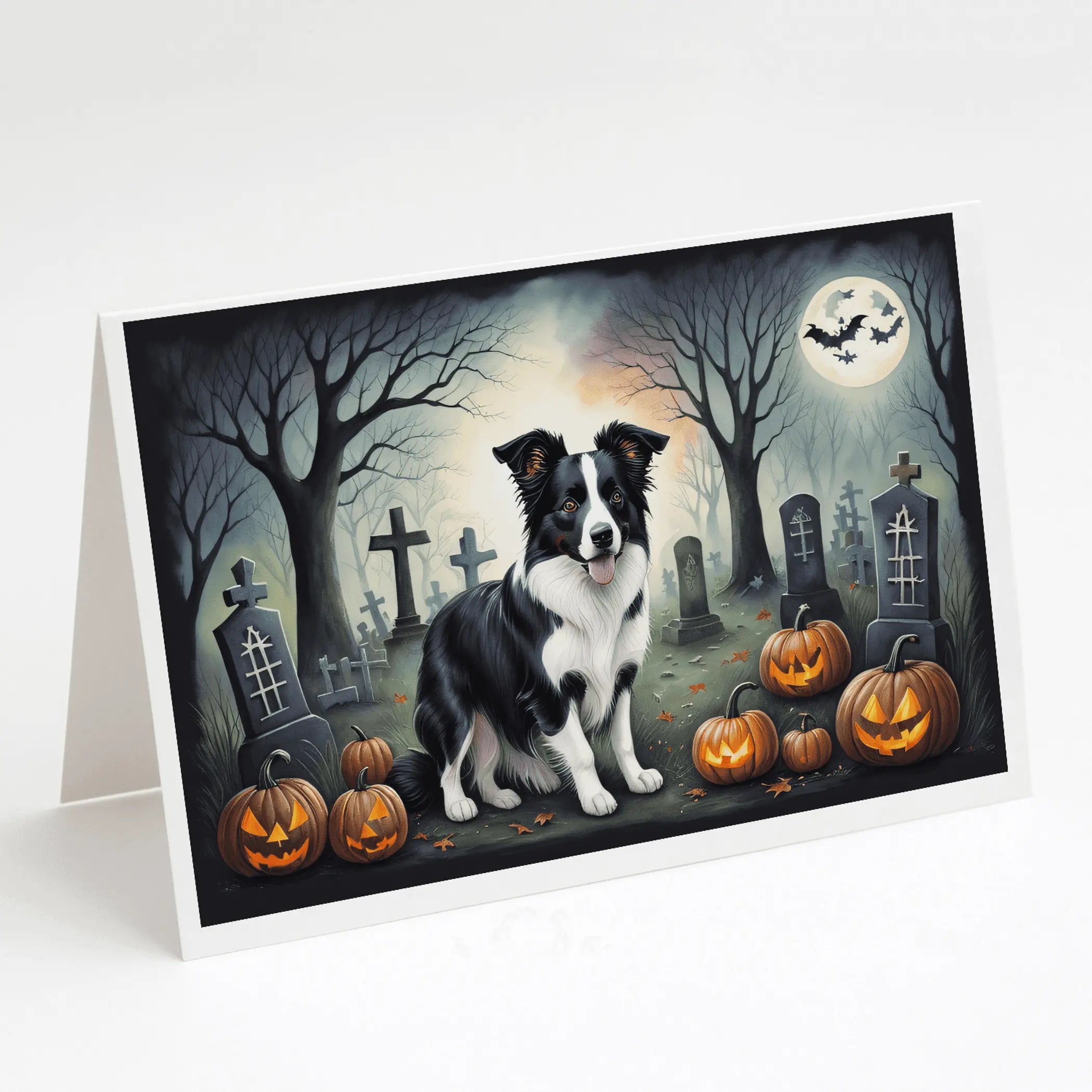 Border Collie Spooky Halloween Greeting Cards Pack of 8 Caroline's Treasures