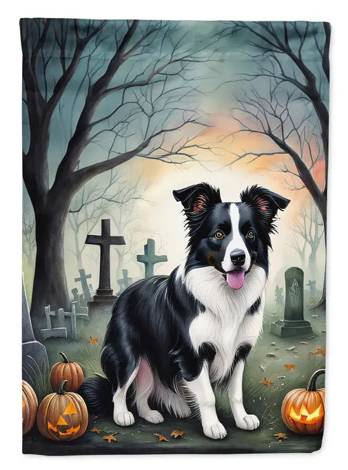 Border Collie Spooky Halloween House Flag Caroline's Treasures