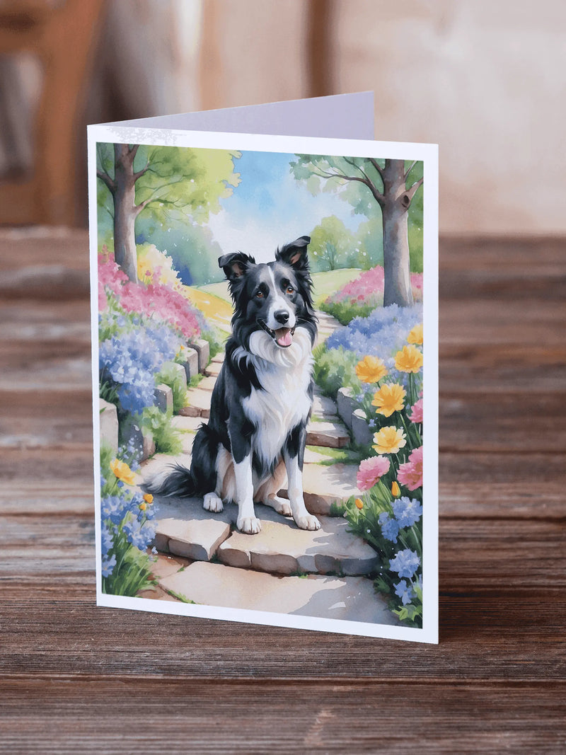 Border Collie Spring Path Greeting Cards Pack of 8 Caroline's Treasures