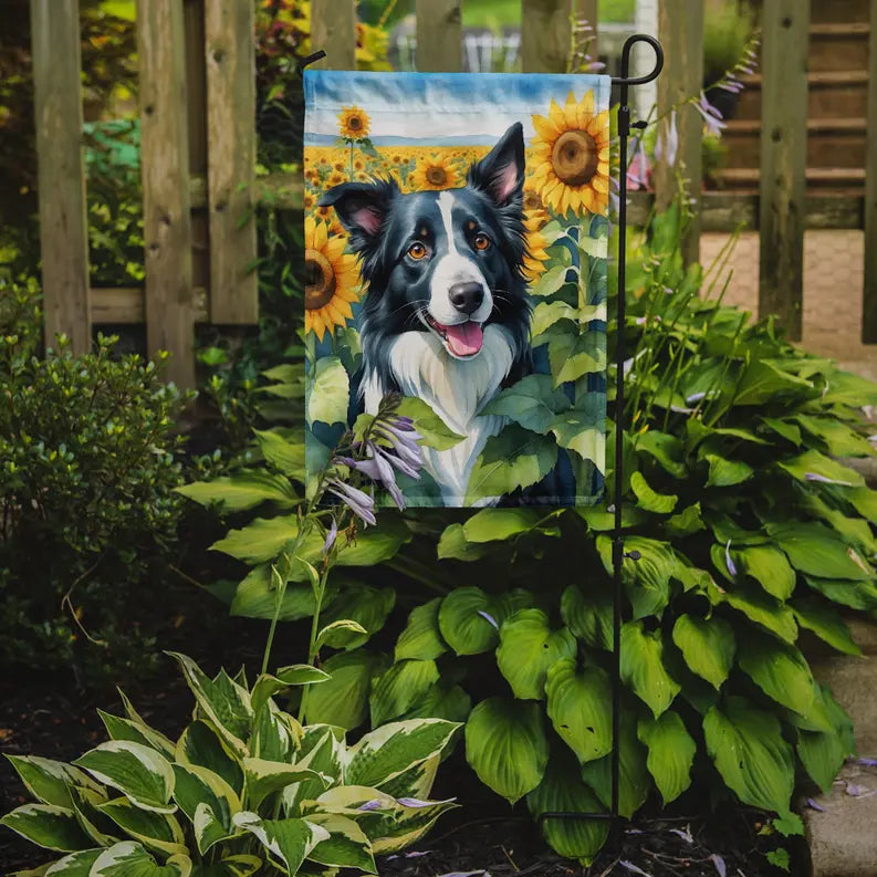 Border Collie in Sunflowers Garden Flag Caroline's Treasures