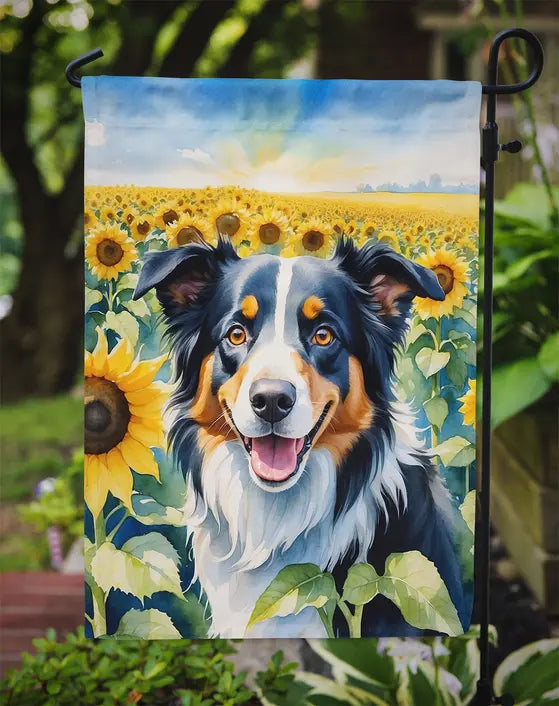 Border Collie in Sunflowers Garden Flag Caroline's Treasures