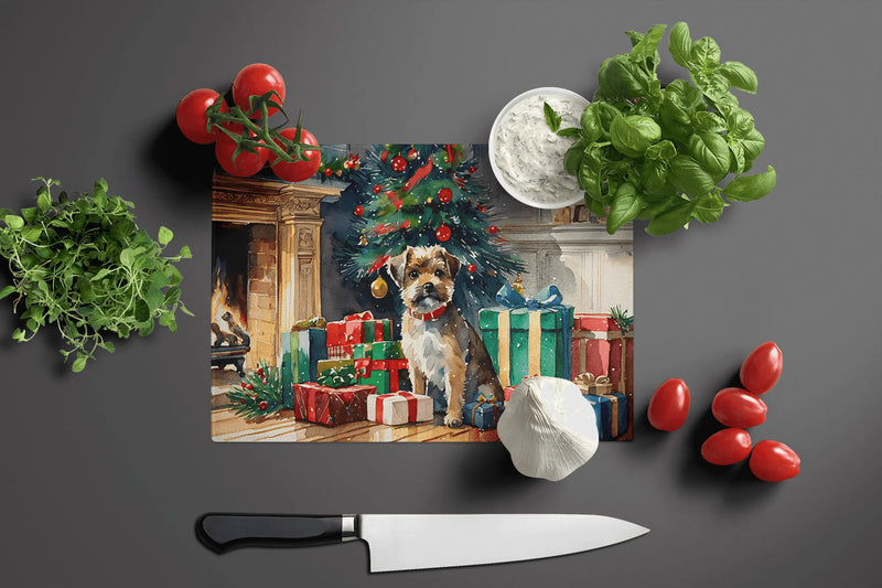 Border Terrier Cozy Christmas Glass Cutting Board Caroline's Treasures