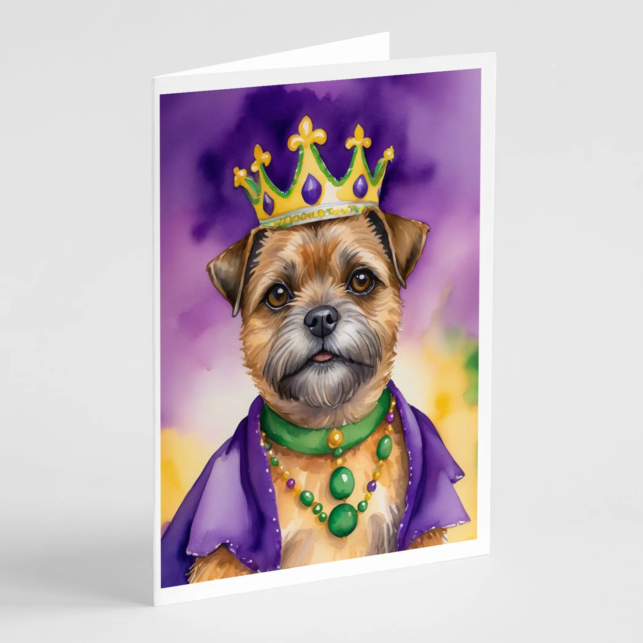 Border Terrier King of Mardi Gras Greeting Cards Pack of 8 Caroline's Treasures