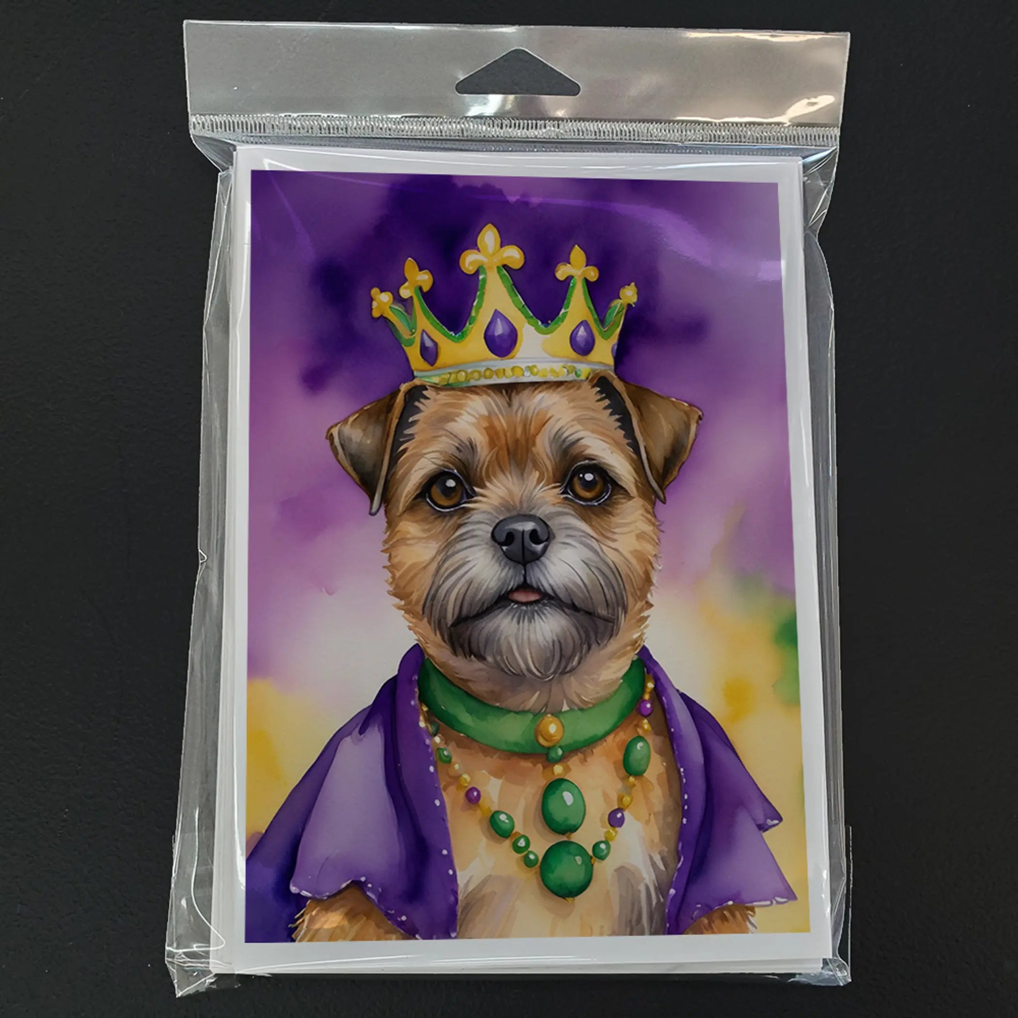 Border Terrier King of Mardi Gras Greeting Cards Pack of 8 Caroline's Treasures