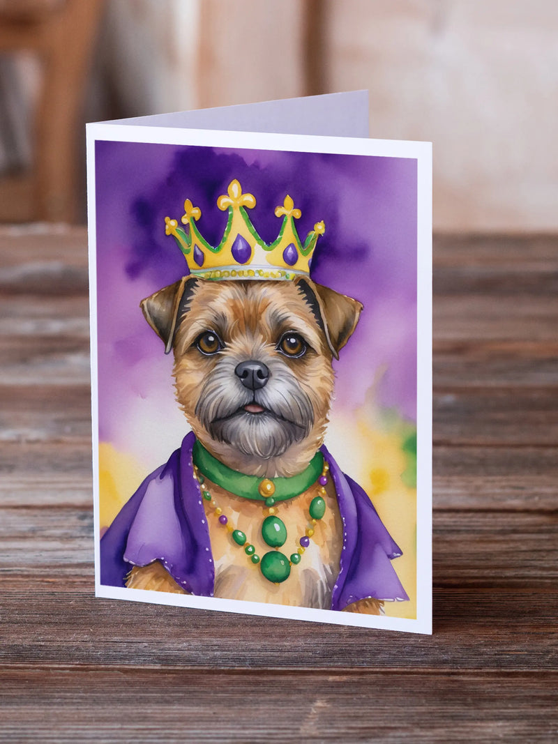 Border Terrier King of Mardi Gras Greeting Cards Pack of 8 Caroline's Treasures