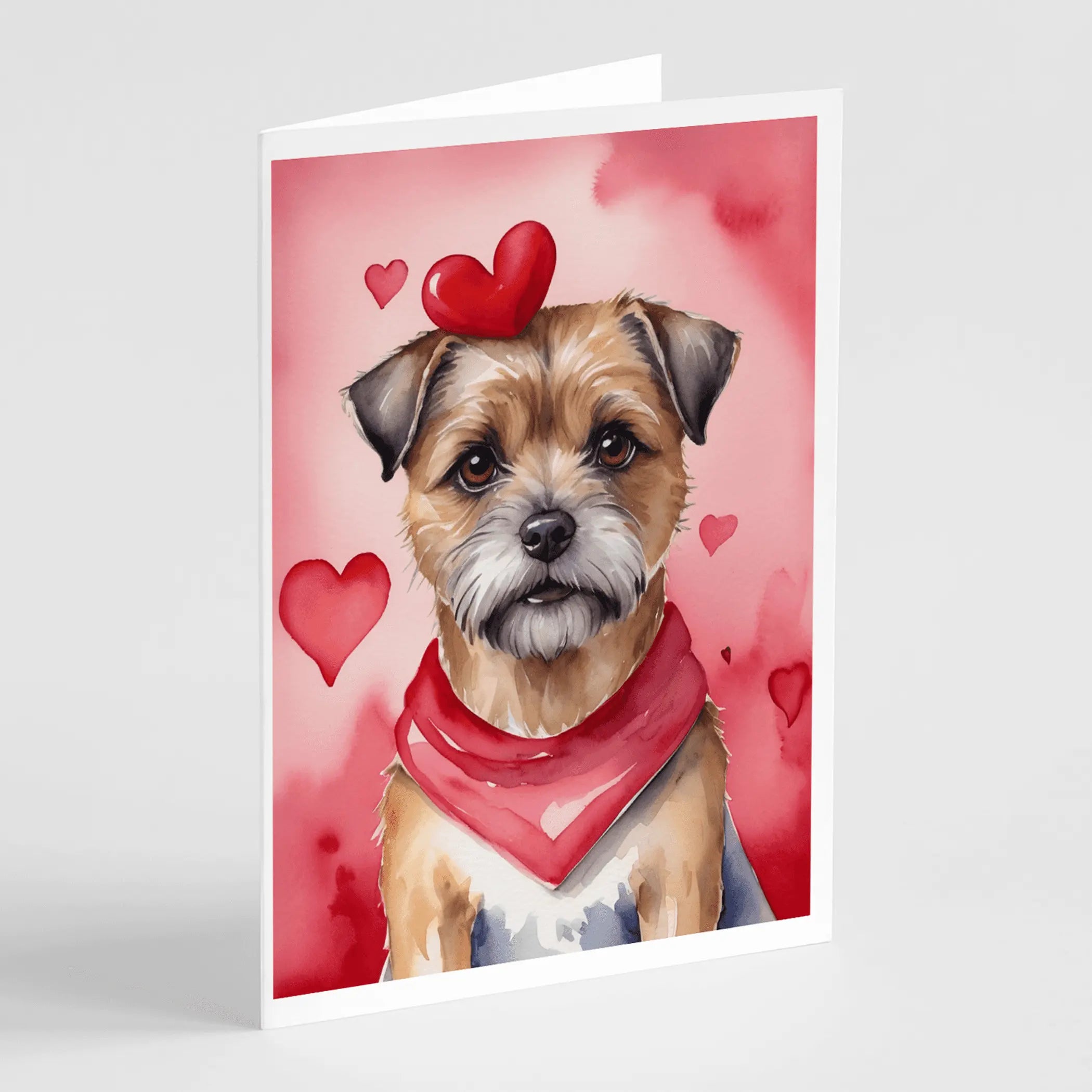 Border Terrier My Valentine Greeting Cards Pack of 8 Caroline's Treasures
