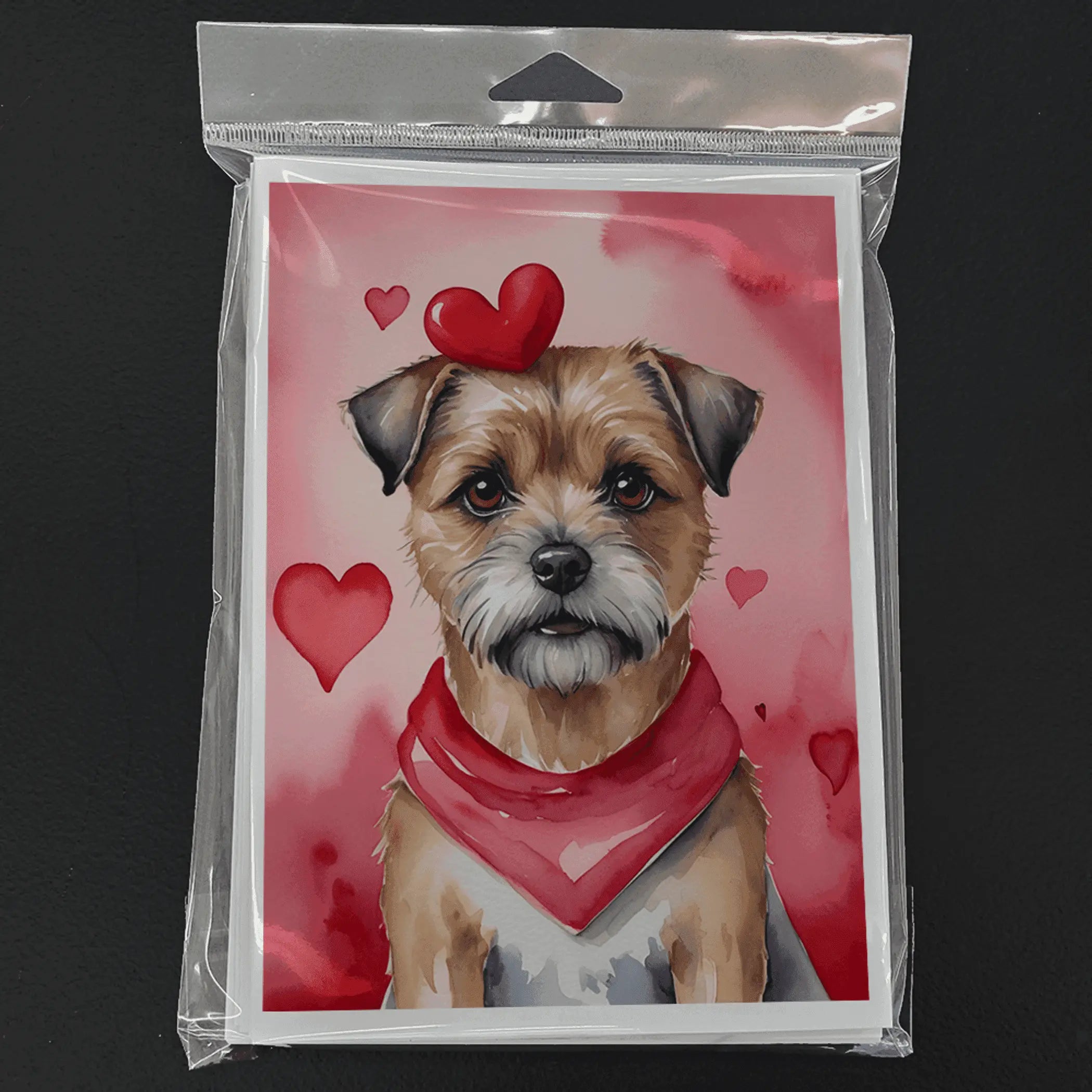 Border Terrier My Valentine Greeting Cards Pack of 8 Caroline's Treasures