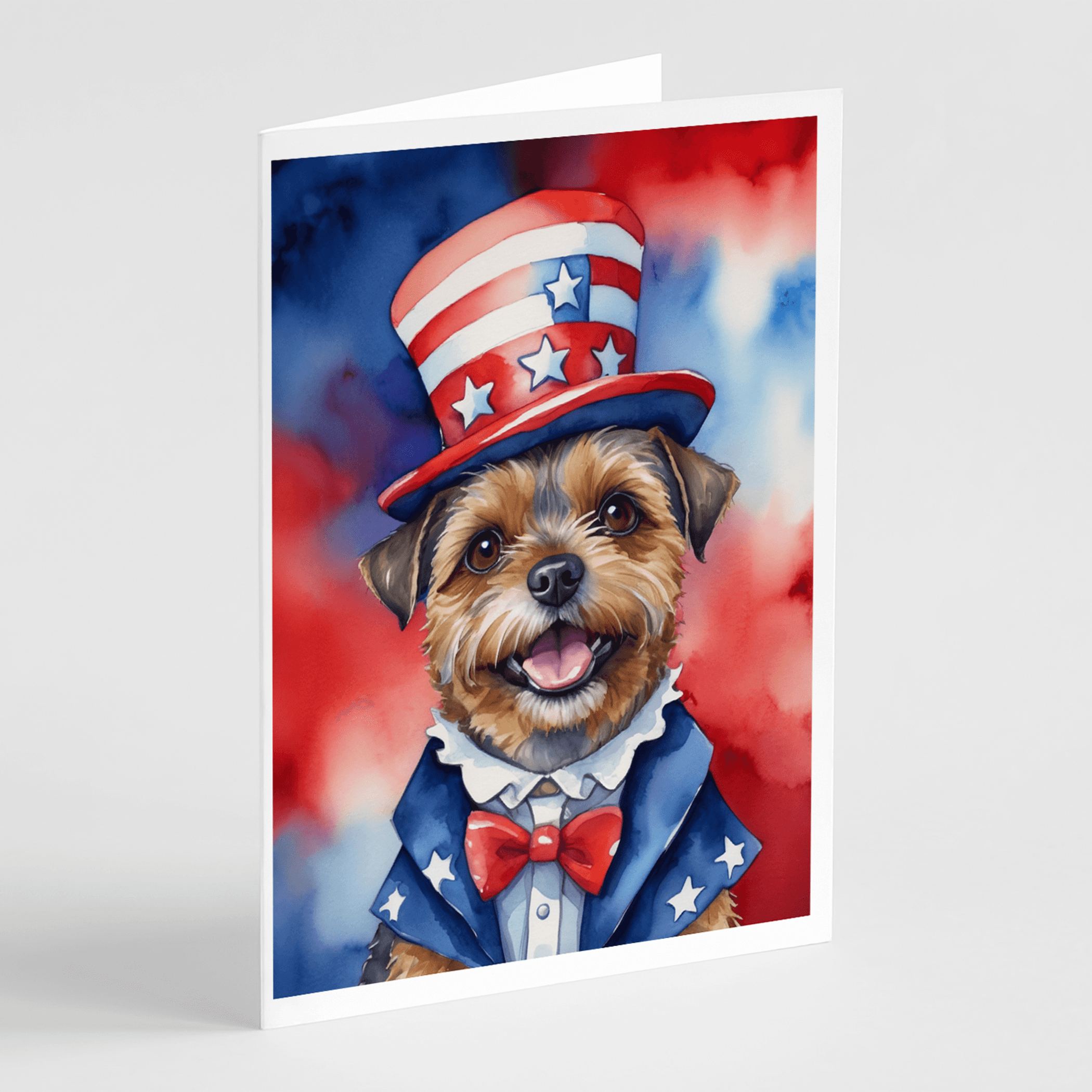 Border Terrier Patriotic American Greeting Cards Pack of 8 Caroline's Treasures
