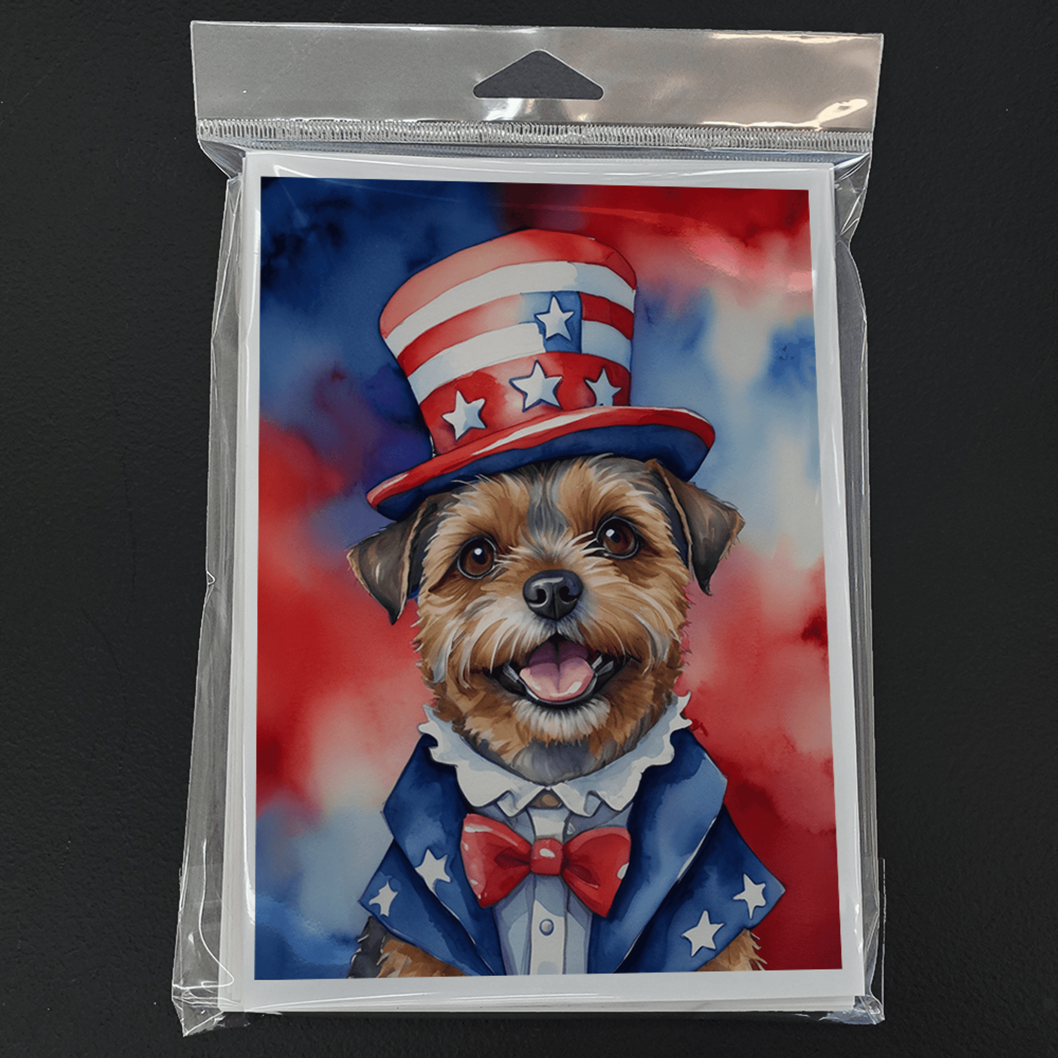 Border Terrier Patriotic American Greeting Cards Pack of 8 Caroline's Treasures