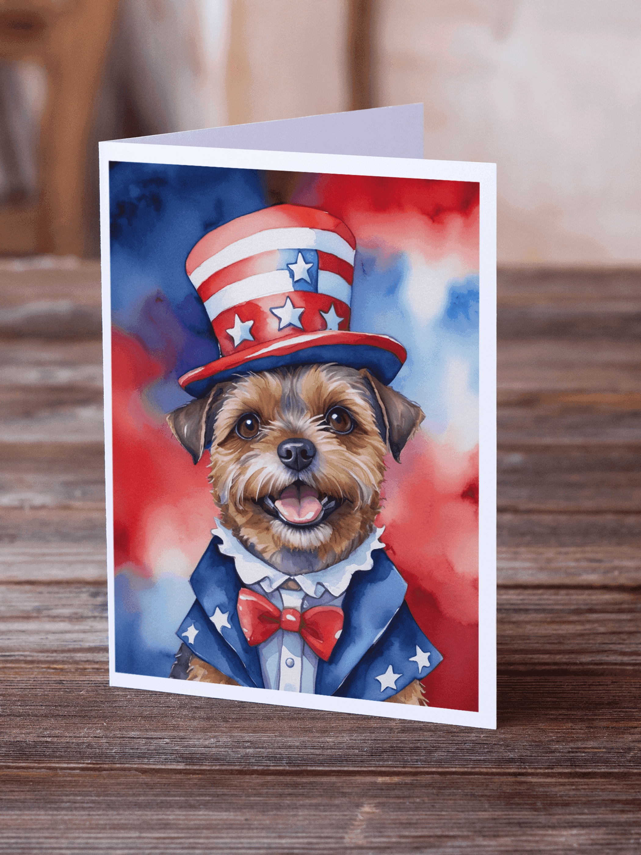 Border Terrier Patriotic American Greeting Cards Pack of 8 Caroline's Treasures