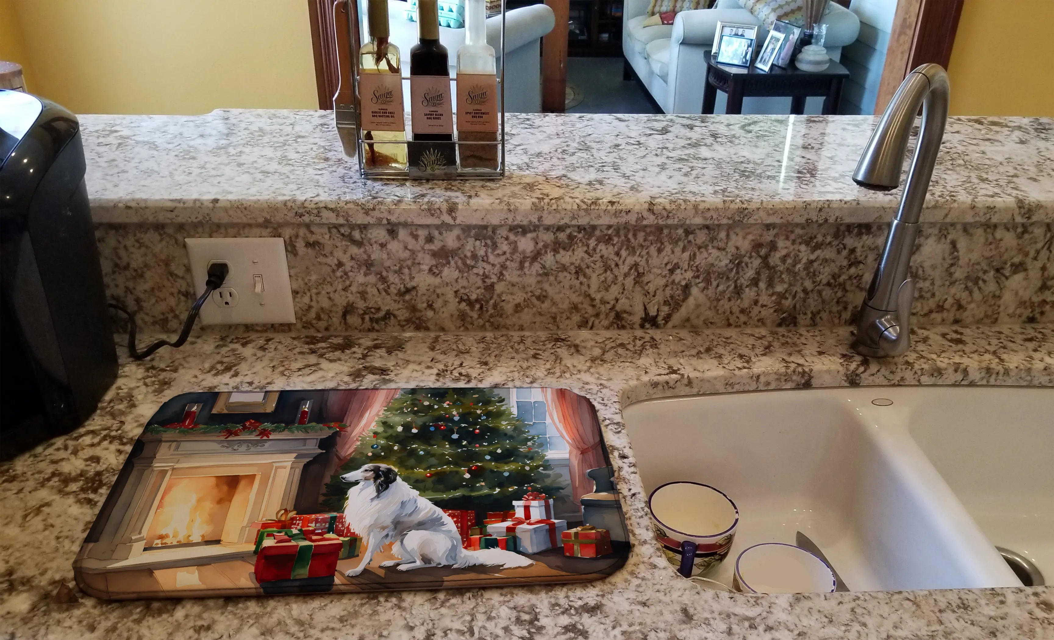 Borzoi Cozy Christmas Dish Drying Mat Caroline's Treasures