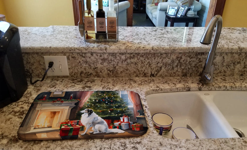 Borzoi Cozy Christmas Dish Drying Mat Caroline's Treasures
