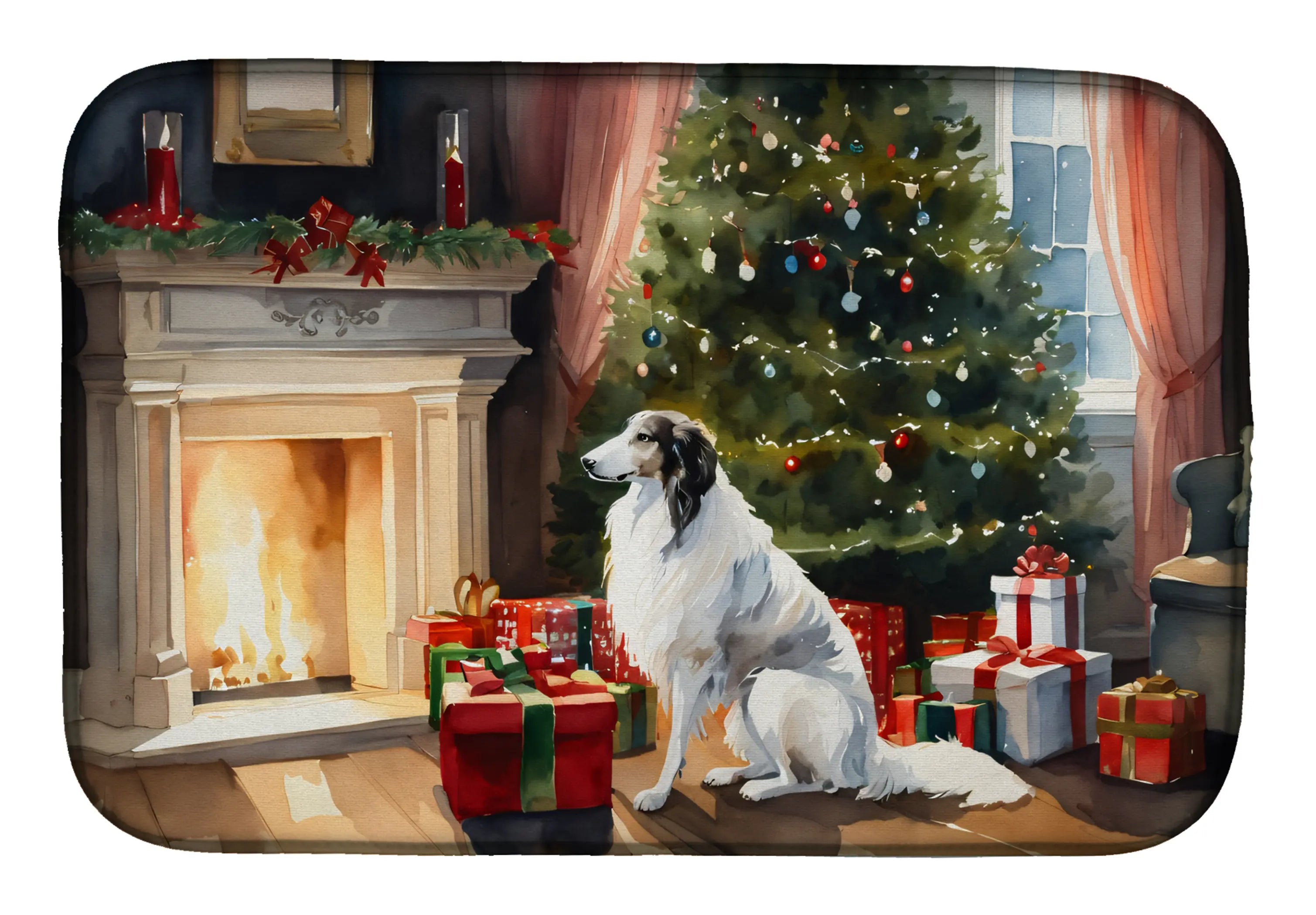 Borzoi Cozy Christmas Dish Drying Mat Caroline's Treasures