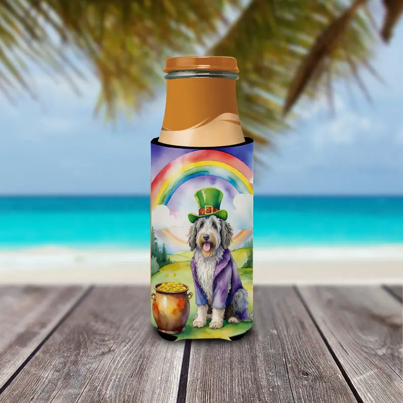 Borzoi St Patrick's Day Hugger for Ultra Slim Cans Caroline's Treasures