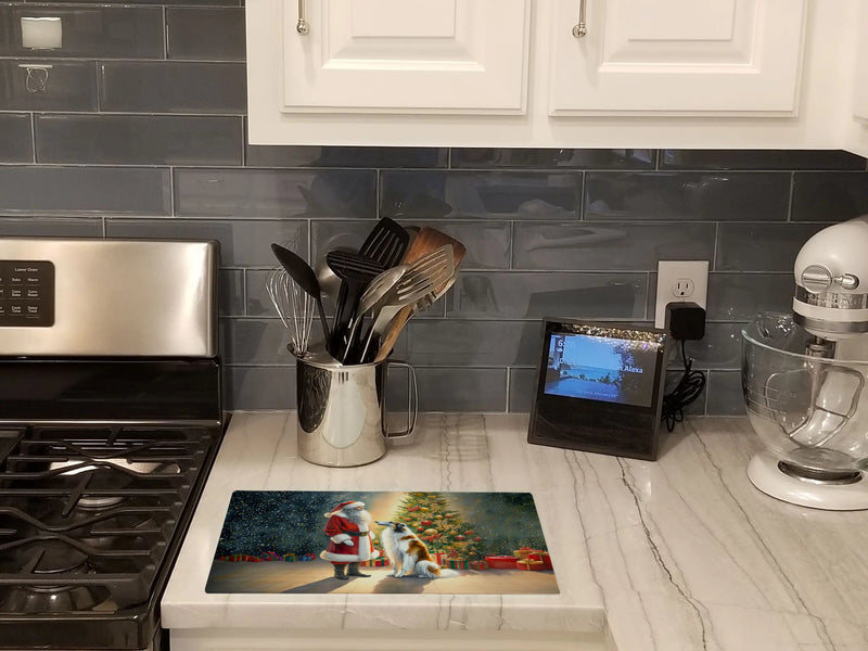 Borzoi and Santa Claus Glass Cutting Board Caroline's Treasures