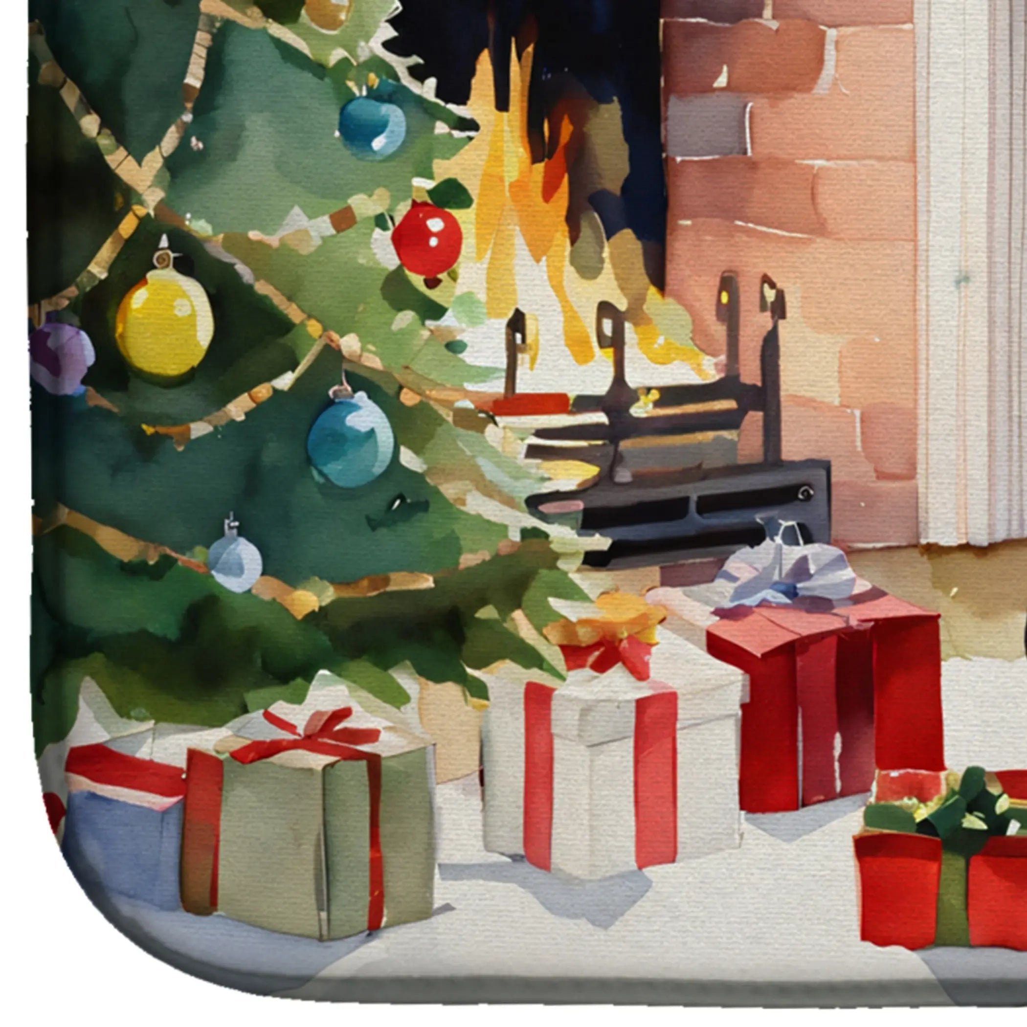 Boston Terrier Cozy Christmas Dish Drying Mat Caroline's Treasures