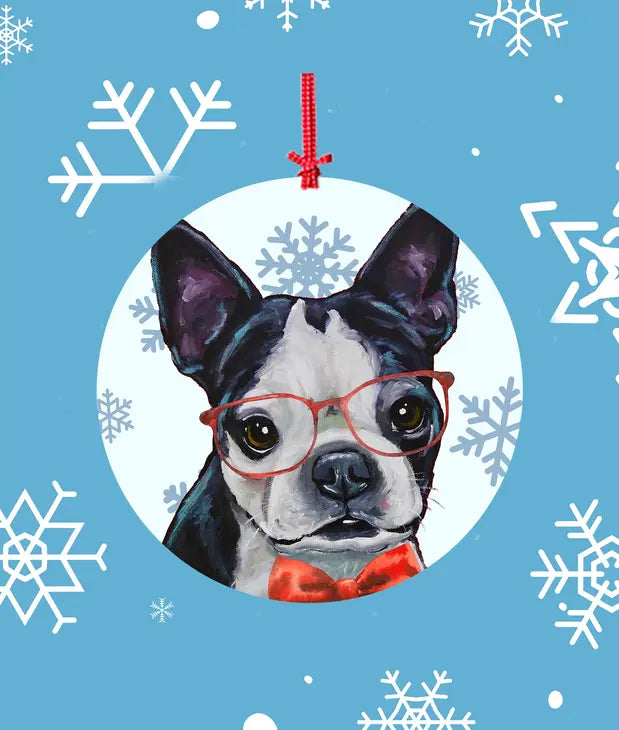 Boston Terrier -   Hippie Hound Studios Christmas Tree Ornament Best of Breed