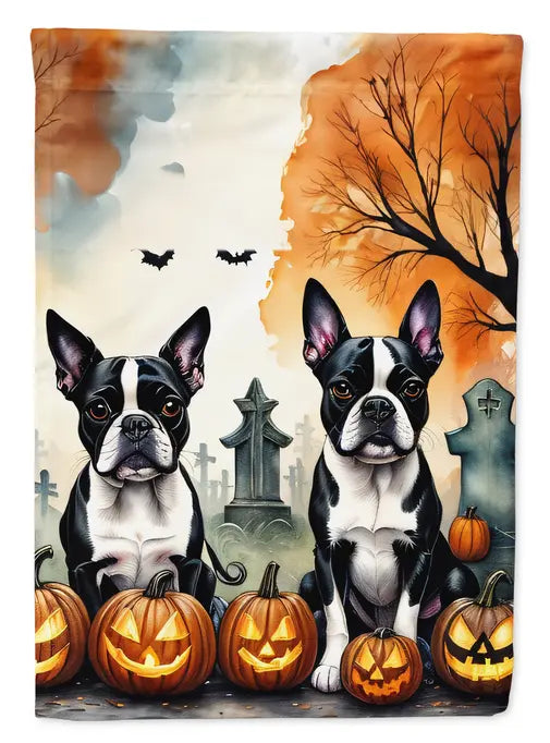 Boston Terrier Spooky Halloween Garden Flag Caroline's Treasures