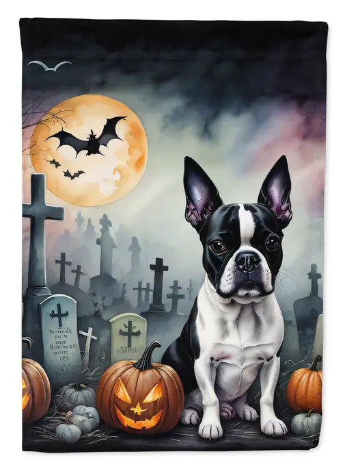 Boston Terrier Spooky Halloween Garden Flag Caroline's Treasures