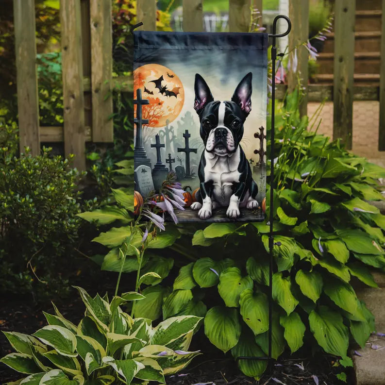 Boston Terrier Spooky Halloween Garden Flag Caroline's Treasures