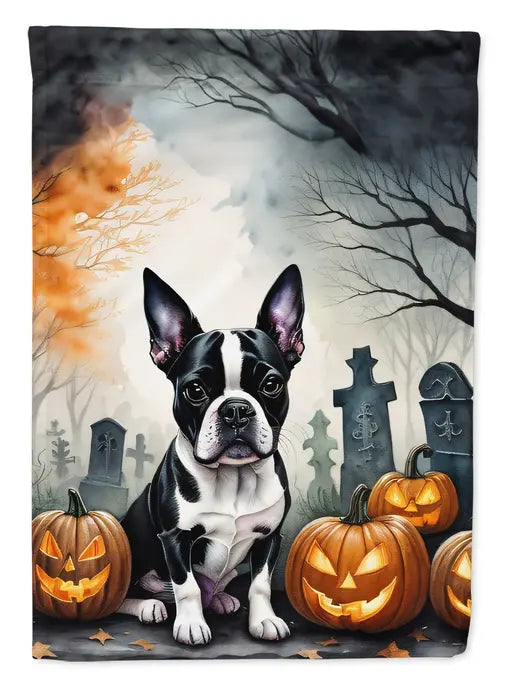 Boston Terrier Spooky Halloween Garden Flag Caroline's Treasures