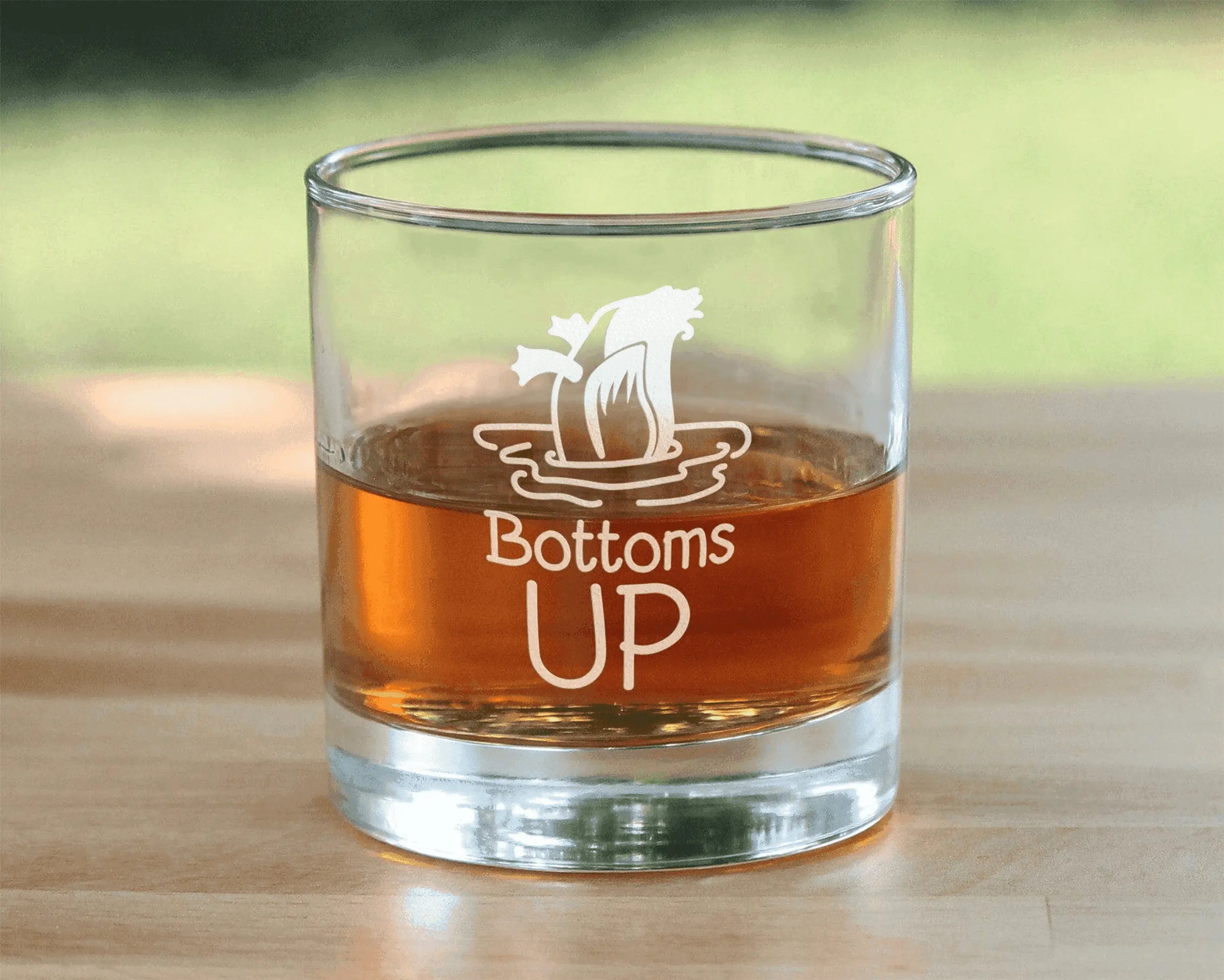 Bottoms Up Whiskey Rocks Glass - Funny Duck Gifts and Decor Bevvee