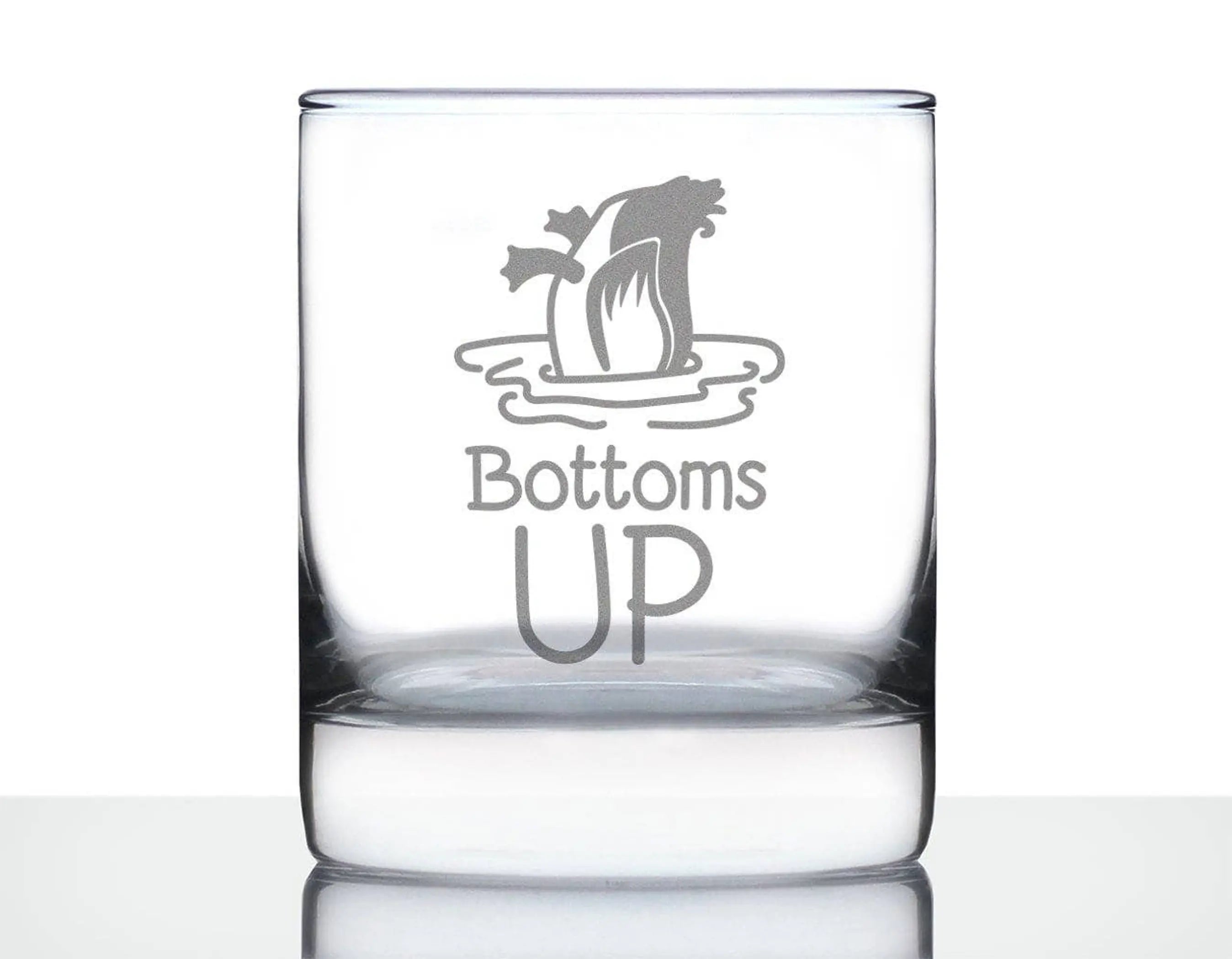 Bottoms Up Whiskey Rocks Glass - Funny Duck Gifts and Decor Bevvee
