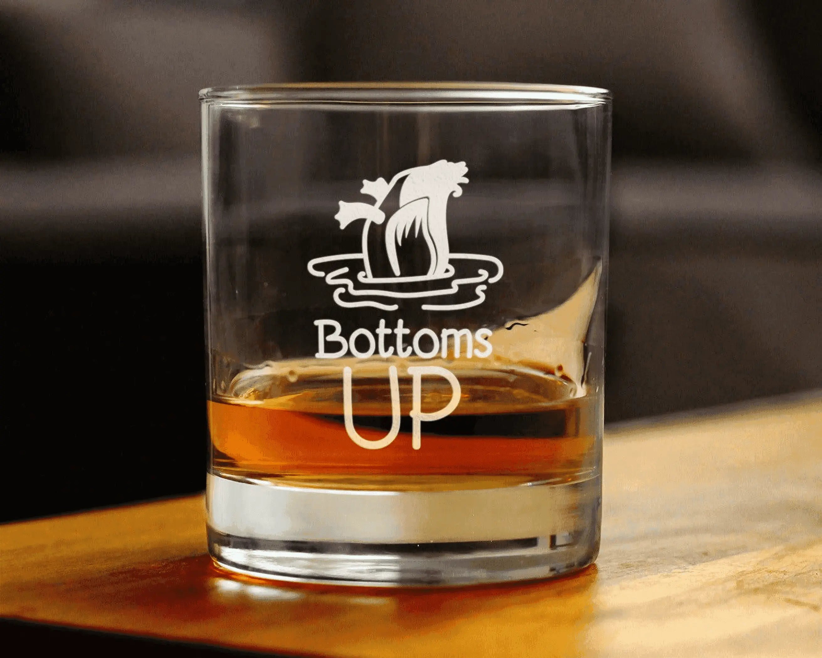 Bottoms Up Whiskey Rocks Glass - Funny Duck Gifts and Decor Bevvee