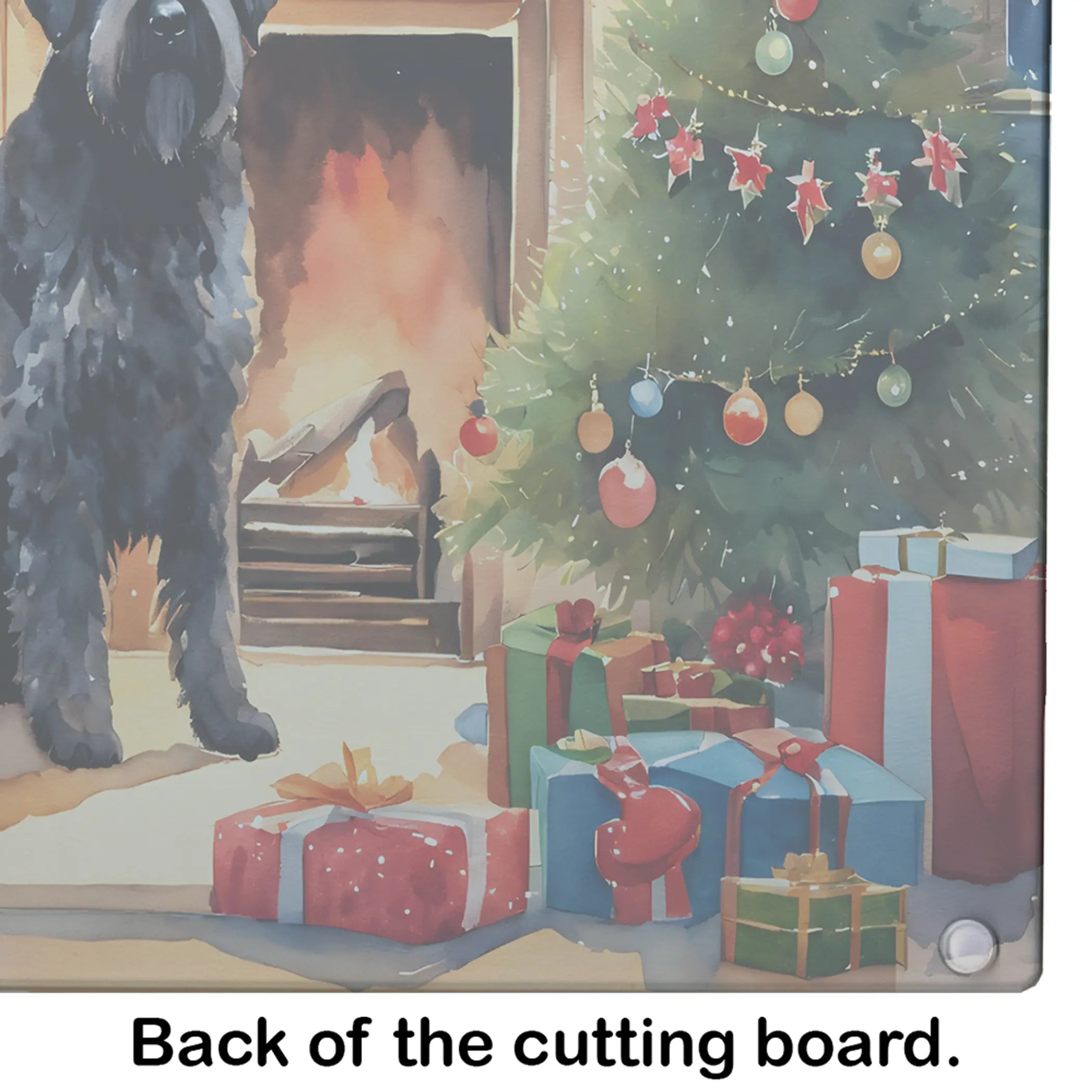 Bouvier des Flandres Cozy Christmas Glass Cutting Board Caroline's Treasures