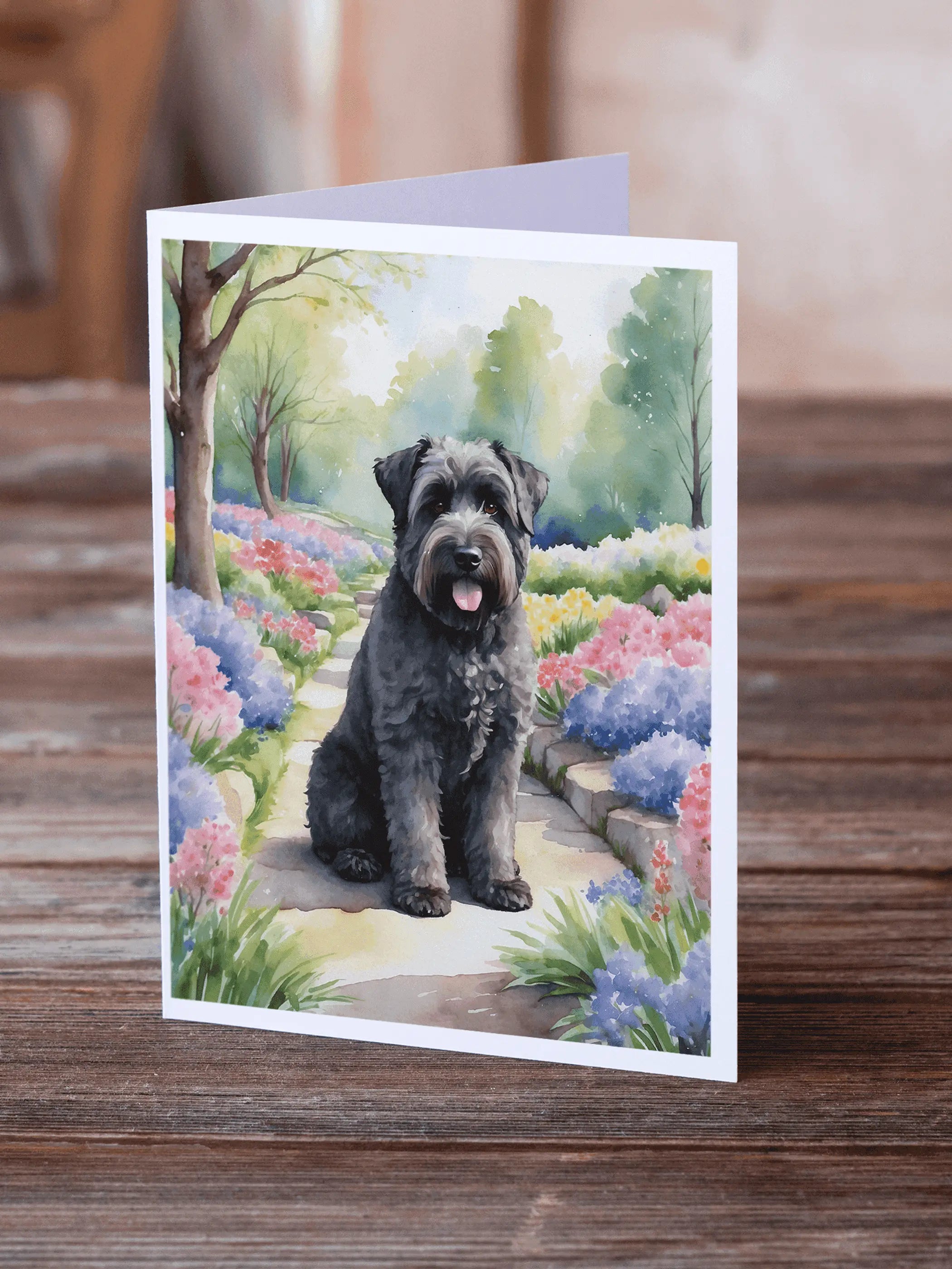 Bouvier des Flandres Spring Path Greeting Cards Pack of 8 Caroline's Treasures