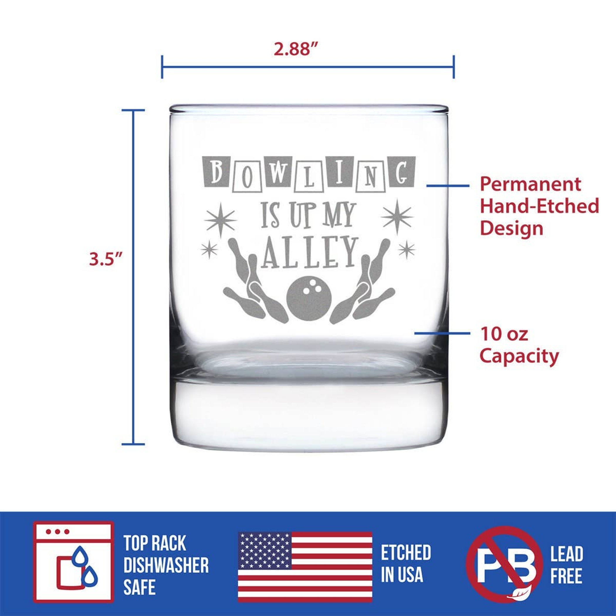 Bowling Alley Whiskey Rocks Glass - Bowlers Gifts and Decor Bevvee