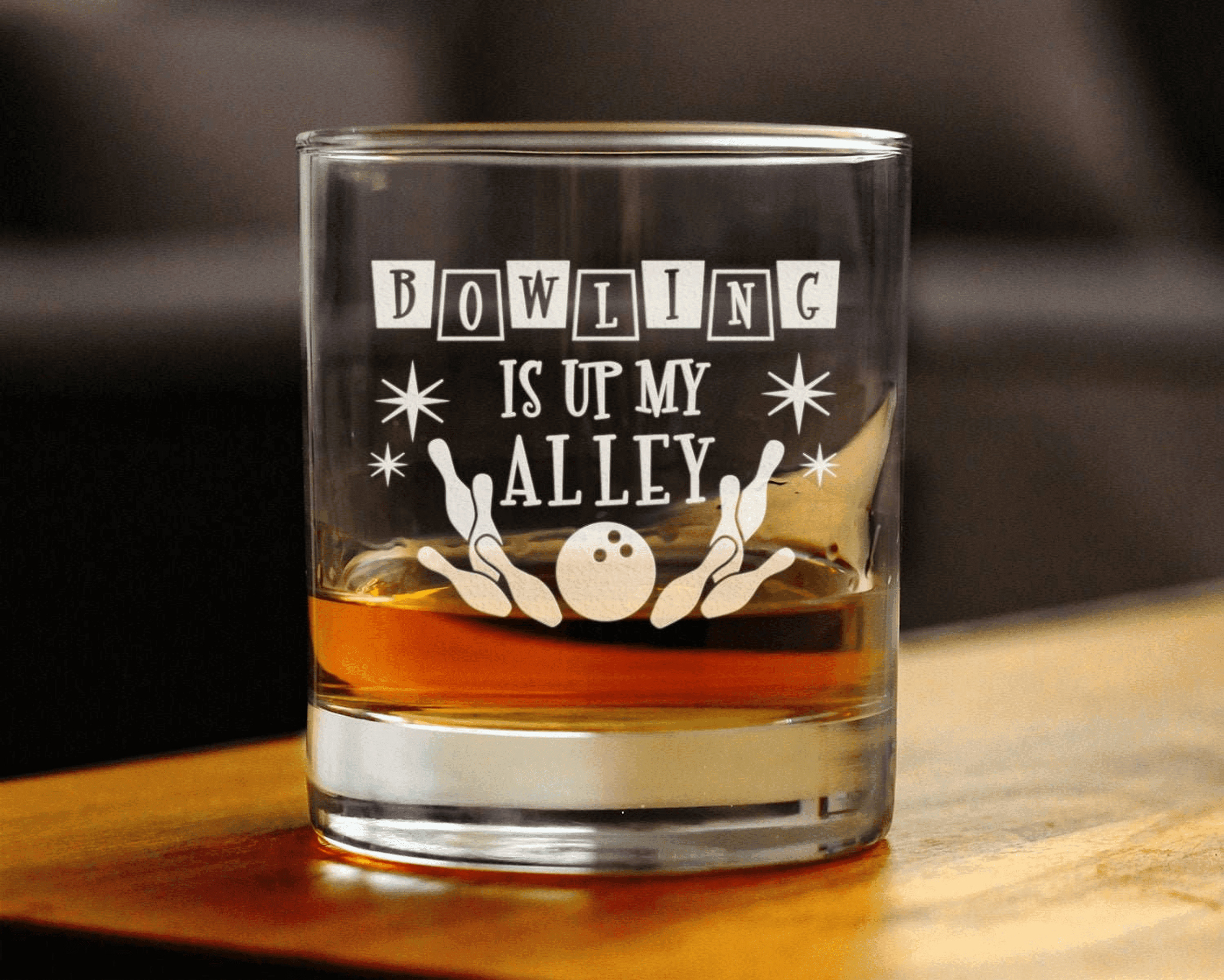Bowling Alley Whiskey Rocks Glass - Bowlers Gifts and Decor Bevvee