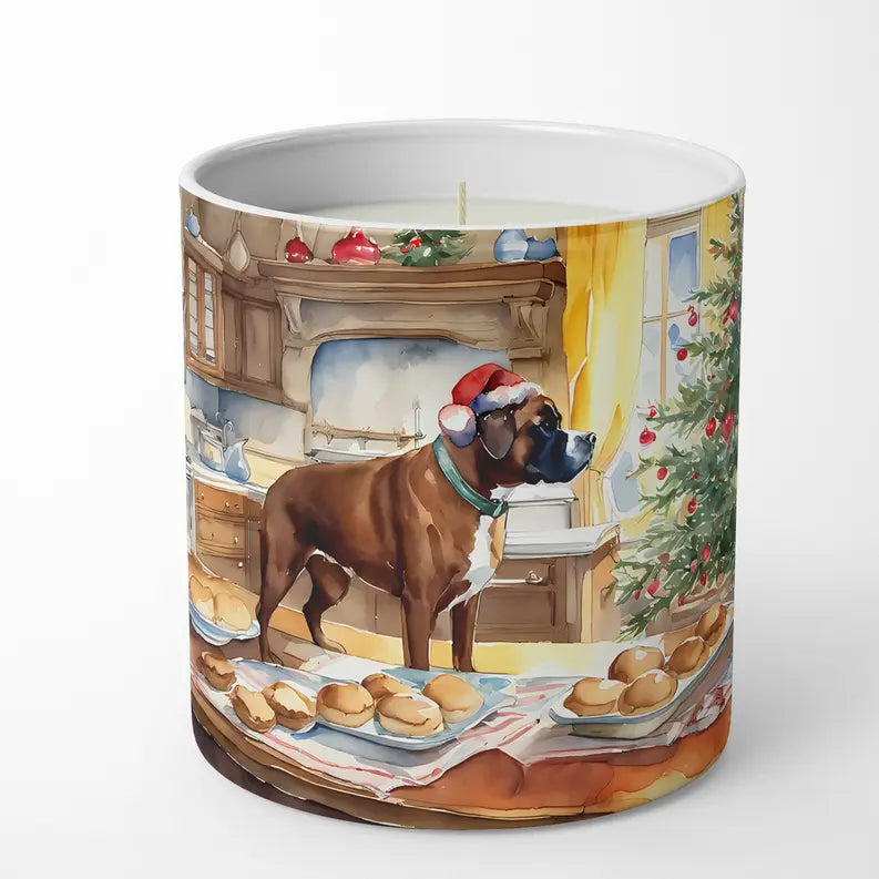 Boxer Christmas Cookies Decorative Soy Candle Caroline's Treasures
